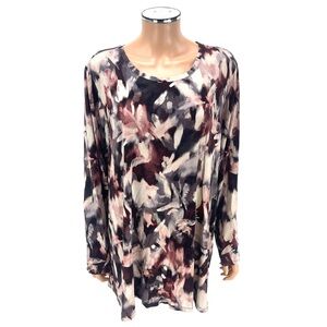 LOGO by LORI GOLDSTEIN Rayon 230 Tunic Top Women's PLUS SIZE 2X Floral Blouse